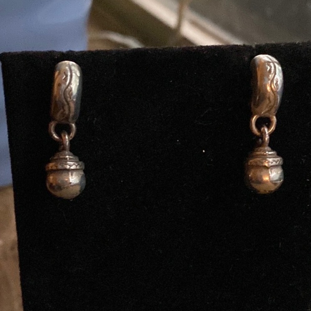 BRIGHTON vintage etched‎ silver dangle post earrings